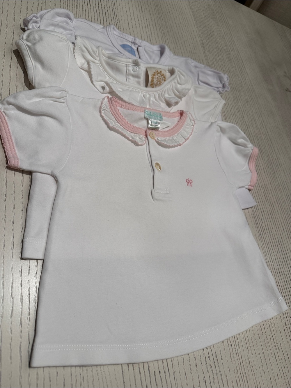 Set of Three White Girls' Short Sleeve Tops